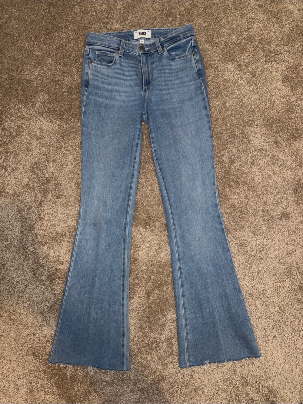 PAIGE Medium Blue Flare Jeans - High Rise Wide Leg - size 26